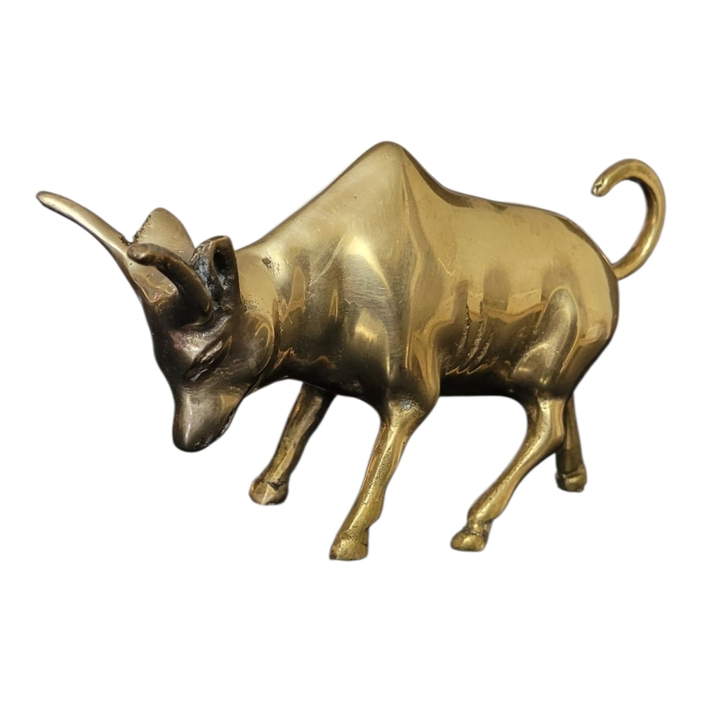 Vintage Brass Bull Sculpture
